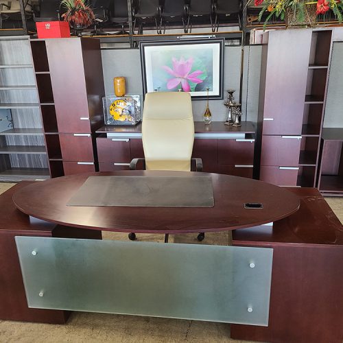 Mahogany Desk & Credenza Set