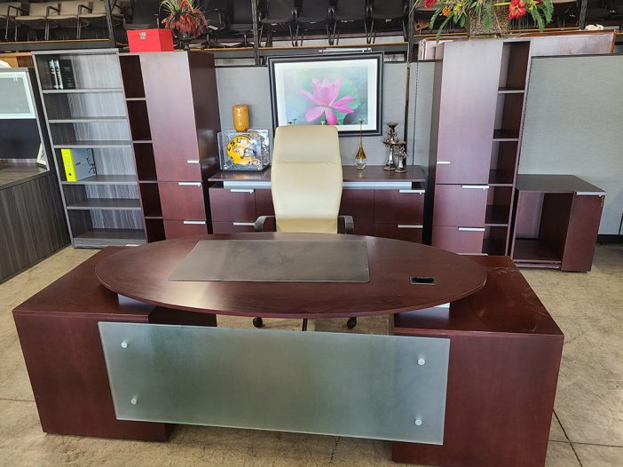 Mahogany Desk & Credenza Set Used Office Furniture Shreveport LA